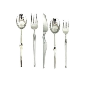 Ensemble de couverts élégants et écologiques en argent, cuillères à dîner, fourchettes, couteaux en acier inoxydable poli miroir pour la maison et l'hôtellerie - Product Image 3
