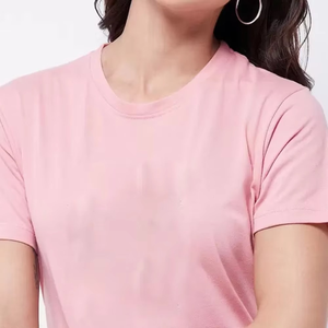 เสื้อคอกลมทรงสลิมฟิตสีชมพูอ่อนระบายอากาศได้ดีเสื้อคอตตอนสีชมพูออกแบบได้ตามต้องการเสื้อผ้าแนวสตรีทลำลองสำหรับฤดูร้อน - Product Image 3