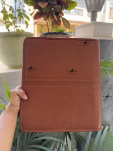 Cowhide Hand Tooled Zipper Lock Business Portfolio Binder Manufacture Turquoise Color Document <b>Folder</b> With <b>Card</b> Holder - Product Image 5