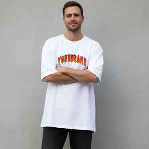 เสื้อยืดผู้ชายไซส์ใหญ่ทรงหลวมแบบใหม่ พิมพ์ลายโลโก้ด้วยเทคนิค DTF แขนสั้น ผ้าฝ้าย 100% ระบายอากาศได้ดี แห้งเร็ว สไตล์ฮิปฮอป - Product Image 3