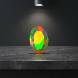 Natürlicher Äthiopischer Wolken-Flash-Feueropal 10x7mm Oval Facettiert Loser Edelstein für Feine Schmuckherstellung und Geschenke - Product Image 2