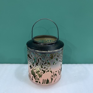 Farol de hierro con diseño de ciervo y árbol troquelado para decoración del hogar - Product Image 2
