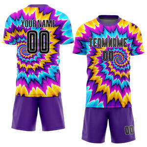 Maillot de football personnalisé à motif flamme, uniforme à manches courtes, impression par sublimation, respirant, 100% polyester, unisexe, pour adultes, 140g - Product Image 1