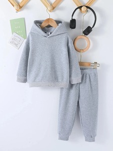 Conjunto de Sudadera con Capucha Blanca para Niños Unisex, Informal, de Manga Larga, Color Sólido y Chándal de Alta Calidad 100% Algodón - Product Image 4