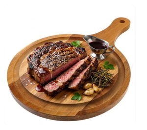 Tabla de servir redonda de madera maciza con asa, tabla de cortar de madera para pizza, carne, pan, queso y charcutería, hecha en Vietnam - Product Image 5