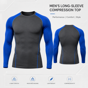 Quick Dry Eco-Friendly Breathable Polyester Fabric Raglan Sleeve Design Second <b>Skin</b> Long Sleeve Shirt Custom Sublimation - Product Image 1