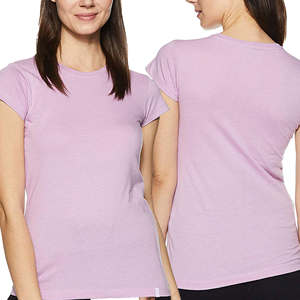 เสื้อยืดคอกลมแขนสั้นทรงปกติสำหรับผู้หญิง ผ้าฝ้ายสีพื้น ผ้าเจอร์ซีย์ระบายอากาศได้ดี สวมใส่สบาย - Product Image 3