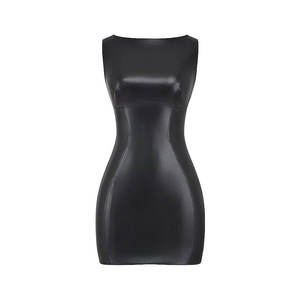 Robe longue en cuir véritable pour femme, style corset, sexy, fétichiste, pour soirée et club, vente en gros, fabricant, robe en cuir de haute qualité - Product Image 1
