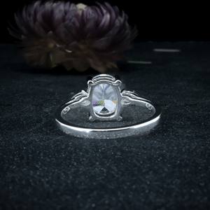 Bague de mariage en argent sterling 925 avec trois pierres en moissanite, bijou pour femme, inspirée de la bague de fiançailles VVS à taille ovale - Product Image 4