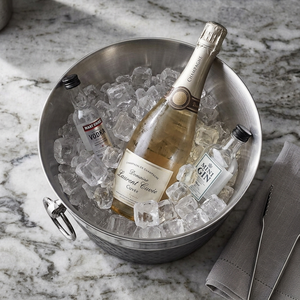 Modern Matte Black Lattice Galvanized Steel <b>Ice</b> Bucket With Silver Rim Ring Handles Dual Tone Party Beverage Tub Supply - Product Image 5