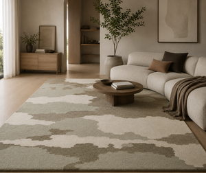 Alfombra de lana hecha a mano – Diseño abstracto de nubes con motivos naturales - Product Image 2