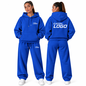 Survêtements en molleton technique en coton de qualité supérieure pour femmes, ensemble deux pièces, couleur unie, survêtement deux pièces surdimensionné personnalisé pour femmes - Product Image 5