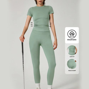 Conjunto Deportivo de 2 Piezas para Mujer, Tallas Grandes, Estampado Personalizado, Tela Elástica, Camiseta y Pantalones Cortos Transpirables para Gimnasio - Product Image 1