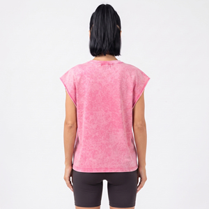 เสื้อกล้ามถักสไตล์วินเทจสำหรับผู้หญิง ล้างสีแบบแอซิดวอช ผ้าฝ้าย 100% เสื้อแขนกุดทรงปกติ เสื้อกล้ามออกกำลังกาย เสื้อแอซิดวอชสำหรับผู้หญิง - Product Image 2