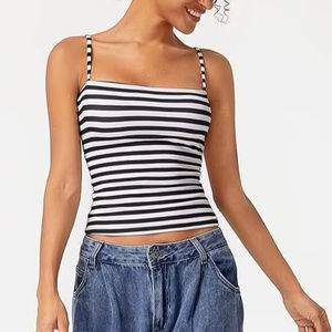 Camiseta sin mangas de verano para mujer, corte ajustado, elegante, transpirable, ecológica, de algodón y elastano, tejido de punto, color liso, informal, con espalda descubierta. - Product Image 1