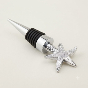 Tapón de Botella de Vino con Forma de Estrella de Mar de la Mejor Calidad, Decoración Costera de Metal Plateado, Sellador Hermético Reutilizable para Recuerdos de Boda y Bar en Casa - Product Image 3