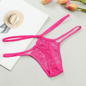OSTENT WEAR Women's Pink Lace G-String <b>Thong</b> Panties Y-Line Straps Sexy Low Rise Mesh Fabric Underwear Adults Summer Style - Product Image 2
