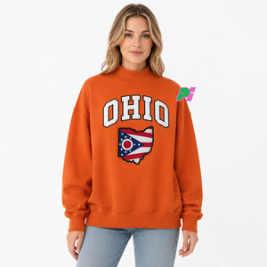 Sudadera de Cuello Alto para Mujer OHIO, Sudadera de Invierno de Alta Calidad con Letras Aplicadas Personalizadas - Product Image 1