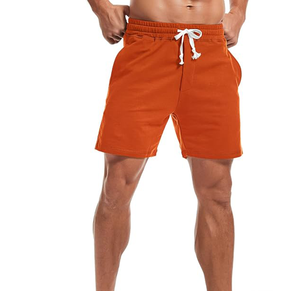 Shorts Bermuda Homme Couleur Unie en Nylon/Acrylique Taille Haute Élastique avec Cordon de Serrage Décontracté Respirant Tissu Peigné - Product Image 5