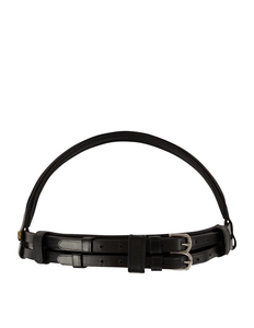 Bridon en cuir naturel tressé à la main avec perles multicolores, réglable, pour équitation, avec frontale droite - Product Image 2