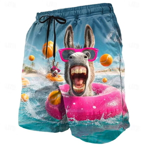 Pantalones cortos de diseño único para hombre, pantalones cortos con estampado de burro gritando, ropa informal de verano para la playa, pantalones cortos de secado rápido - Product Image 6