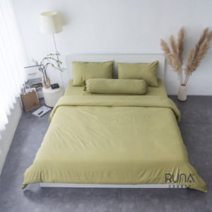 Linen-Like <b>Bedding</b> 100% Cotton Stone-Washed <b>Bedding</b> <b>Set</b> 3 PCS 2 Pillow Case Fitted Sheet Avocado Green King Queen Custom Size - Product Image 2