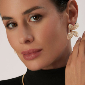 Luxury Gold Plated Butterfly <b>Stud</b> <b>Earrings</b> With <b>Crystal</b> Rhinestone For Women Party Jewelry - Product Image 2