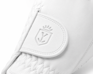Gant de golf en cuir de cabretta blanc pur de qualité supérieure, gants de golf de luxe en cuir véritable doux avec logo personnalisé en relief - Product Image 2