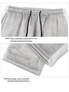 Men's Casual Two-Piece Sportswear <b>Set</b> Black Zip-Up Top Pants Fleece-Lined Elastic Waistband Regular Fit Front Winter - Product Image 5