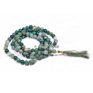 Compra Moss Agate Jap Mala en línea para la venta Cuentas de piedras preciosas de cristal de alta calidad - Product Image 4