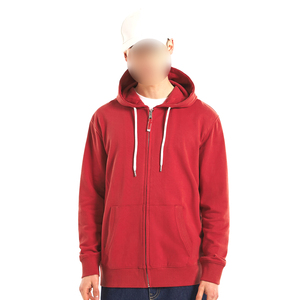 Sudadera con capucha de algodón polar roja, ligera y cómoda, con cremallera completa, de buena calidad, la más reciente, a precio de mayorista. - Product Image 1