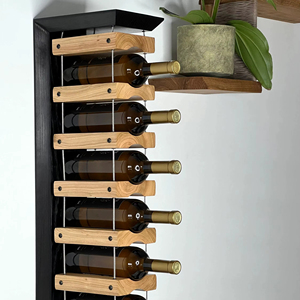Wooden Wall Mounted <b>Rack</b> Stylish Organizer Suitable For Wine Bottles <b>Drinks</b> Guest Entertaining And Party Display From India - Product Image 1