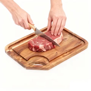 Tabla de Cortar de Madera de Acacia, Juego de Cuchillos, Tabla Rectangular para Picar, Fácil de Colgar, Tabla de Barbacoa Sostenible, Hecha a Mano, Ligera, Apta para Lavavajillas - Product Image 3