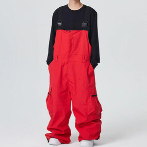 Waterproof Windproof Men Women Ski Bib Pants Insulated Custom Red Snowboard Bib <b>Overalls</b> Baggy <b>Winter</b> Outdoor Skiing Trousers - Product Image 3