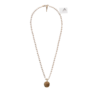 Pearl Necklace Set 20 Inches with Golden Ball Pendant - Product Image 2