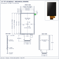 TONWELL Écran LCD TFT 3,5 pouces 320x480 ST7796U IPS 36 broches 0,5 mm FPC rétroéclairage LED 2,2 mm fin ROHS Vente en gros