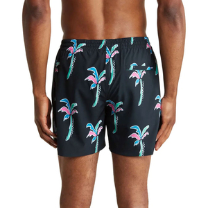 Shorts de bain pour hommes, imprimé palmiers, séchage rapide, taille élastique, pour la plage, fournisseur OEM ODM - Product Image 6