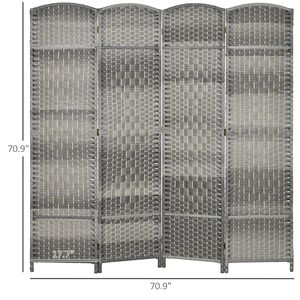4-Panel 6FT Tall Wood Freestanding Partition <b>Folding</b> <b>Screen</b> Divider for Home Office Mixed Gray Privacy <b>Screen</b> - Product Image 3