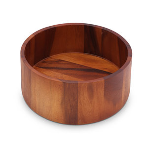 Cuenco de Pedestal de Madera Acanalado Concéntrico Estilo Japandi – Recipiente Minimalista de Grano Natural para Frutas y Objetos Pequeños - Product Image 4