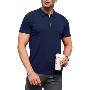 Polo de Golf Hecho de 100% Algodón Tejido de 200GSM con Cierre de Cremallera de Cuarto, Ribete en Puños y Cintura, Polo con Logotipo Personalizado - Product Image 1