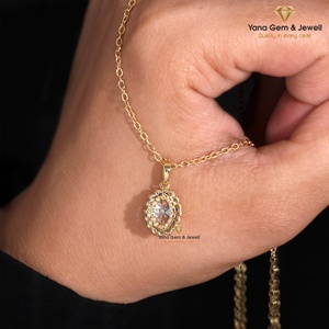 Pendentif ovale étincelant avec halo pour femme, diamant CVD cultivé en laboratoire de 1,00 carat, clarté VVS2, couleur D, or massif 14 carats, certifié IGI - Product Image 4