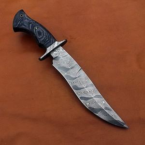 Cuchillo de Caza Hecho a Mano de Acero de Damasco con Mango de Madera Pukka y Funda de Cuero Fino, Cuchillo Vikingo, Cuchillo para Exteriores - Product Image 2