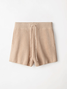 Shorts pour femmes, shorts en tricot côtelé avec poches, bande élastique, taille moyenne et style décontracté pour femmes - Product Image 6