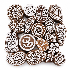 Bloques de Impresión Rectangulares de Madera Tallados a Mano, Mini Bloques para Henna, Textiles, Manualidades, Estampado Floral, Paisley, Decoración del Hogar - Product Image 1