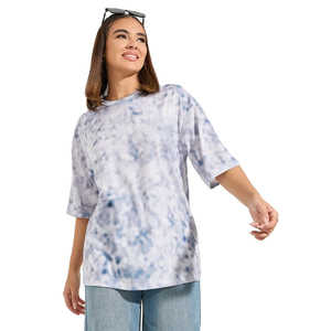 T-shirts en coton 100% doux et amples pour femmes, teints unis, tricotés, lavage à l'acide, personnalisables, en gros, pas chers, services OEM - Product Image 1