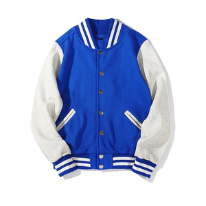 Veste de baseball en molleton de coton de qualité supérieure, col montant avec manches contrastantes, pour homme et garçon, automne-hiver - Product Image 2