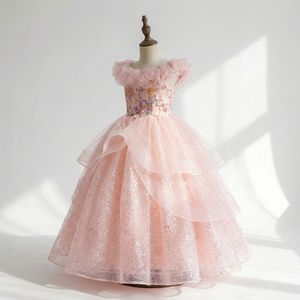 Vestido de Fiesta de Lujo Rosa con Bordado Brillante para Niñas Adolescentes, Vestido de Princesa con Flores para Boda, Fiesta, Concurso, Evento Formal - Product Image 3