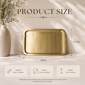 Bandeja Rectangular de Acero Inoxidable de Lujo, Acabado Dorado Cepillado, Plato de Presentación Premium, Decoración Moderna para Mesa - Product Image 2