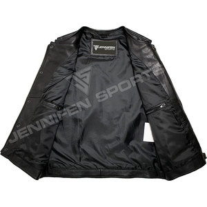 Wholesale Custom High Quality Men's Casual Breathable Winter Handmade Genuine Cow Hide Leather Motorcycle Biker Vest - Product Image 6
