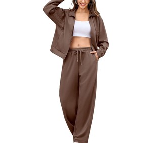 Ensemble de survêtement rayé noir et blanc pour femme, manches longues, fermeture éclair sur le devant, pantalon de jogging sportif, respirant, coupe régulière, 100 % polyester, automne - Product Image 4